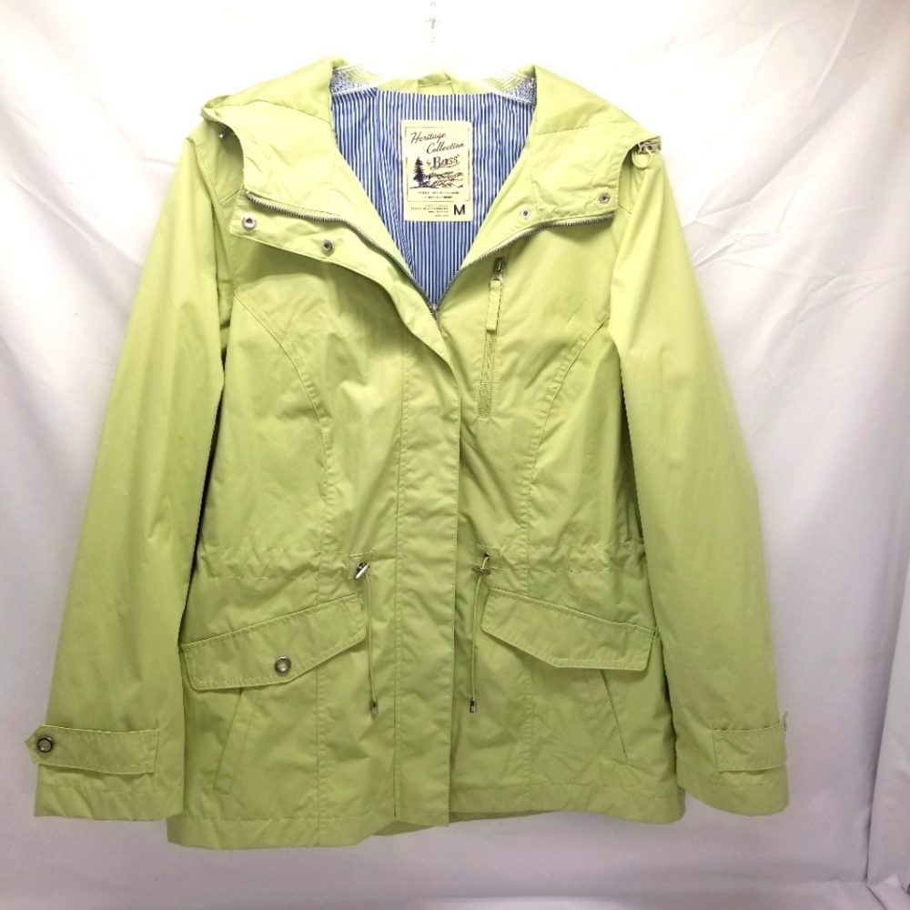 HERITAGE COLLECTION by BASS Women’s Lime Green Hooded Rain Coat Size M Jacket